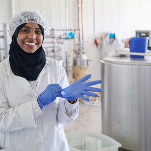 Student learning how to process foods