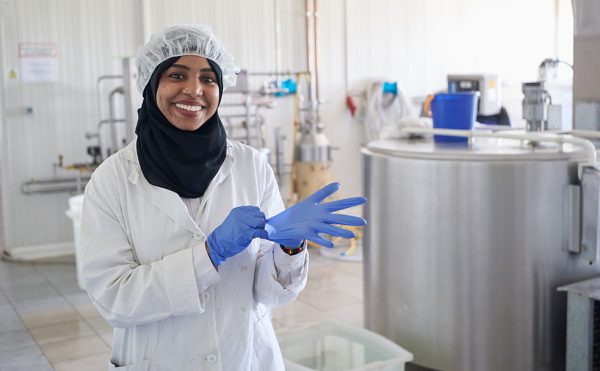 Student learning how to process foods