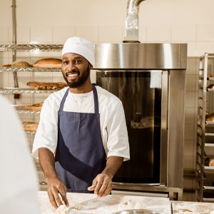 Student learning how to make food