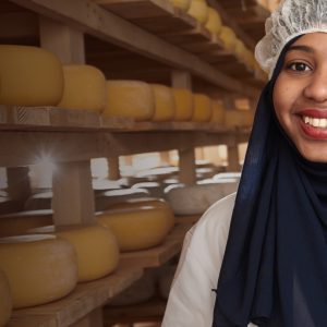 Student Learning how to process Cheese and other foods