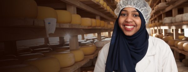 Student Learning how to process Cheese and other foods